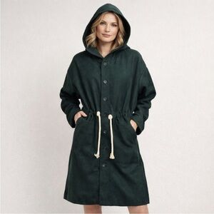 RUTI NWT Green Preppy Oversized Wool Felt Hooded Coat - M/L